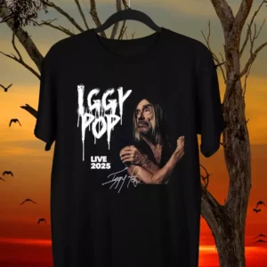Iggy Pop Signature 2025 Black Unisex T-Shirt Heavyweight T-Shirt